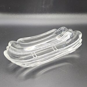 EAPG U S Glass IOWA Paneled Zipper Clear/gold Oblong Pickle Dish Celery Tray 8"